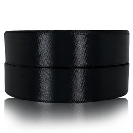 Black Satin Ribbons for Gift Wrapping, Crafting & Decoration - 2 Rolls, 22M Each, 10mm Wide