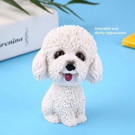Car Nodding Dog Doll, Cute Dog Decorations, Simulation Shaking Head, Dog Decor, Bobble Head Toy Car, Dashboard Decoration, Creative Gifts for Car, Home, Desk, Docoration (White)