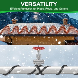 FYSFLYA 50FT Heat Tape for Water Pipes，-40°F Anti-Freeze De-Icing Heating Tape, Pipe Insulation Heating Cable for Insulation/Roof Snow Removal, Gutter Heating Cable, Heated Water Hose 120V 5W/ft