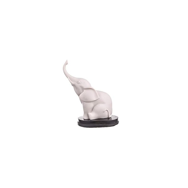 Decorative Marble Statue Figurine Sculpture Elephant 10.5 cm White