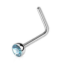 Autiga Nose Piercing Stud Nose Stud Nose Piercing Curved L Shape Zirconia Crystal, Stainless Steel