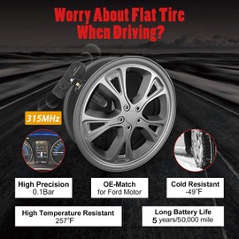 Sensor TPMS Ford, Sistema de Monitoreo de Presión de Neumáticos 315MHZ para Ford F-150 Edge Ranger Flex Mustang Explorer Lincoln MKS MKX Reemplaza # F2GT1A180AB F2GT1A150AB F2GZ1A189A GL3T1A180GB