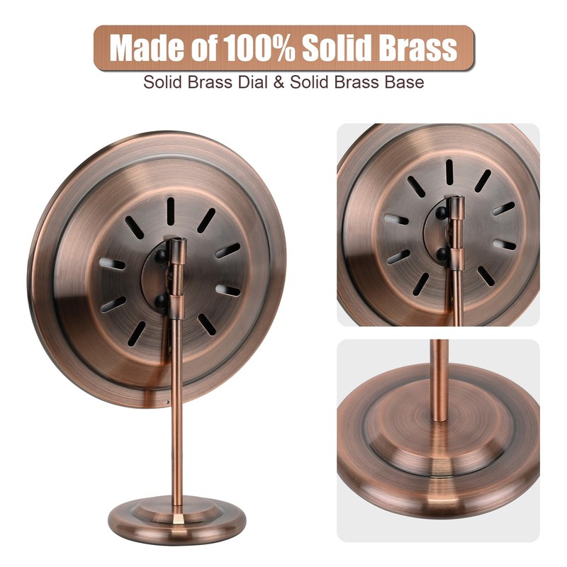 6’’ Outdoor Thermometer Hygrometer - Solid Brass Analog Temperature Gauge