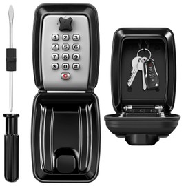 HUANLANG Key Lock Box for Outside Wall Mount 12-Digit Combination Lock Box Outdoor Spare Key Hider Waterproof Security Lockbox Large Capacity Key Box for Realtors Home Garage Office