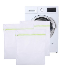Laundry Net for Washing Machine, Pack of 3, Laundry Net 50 x 60 cm, Laundry Bag with Zip, Mesh Laundry Bag, Reusable Laundry Bag, Washing Machine Mesh Bag for Curtains, Shoes, Coats