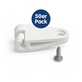 sunprotect 12589 Running Hook, Accessories for Rope Tension Awning/Sun Shade for Pergola, Conservatory, Patio, White (5 x 10 Pack)