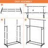 Calmootey Double Rod Clothing Garment Rack,Rolling Hanging Clothes Rack,Portable Clothes