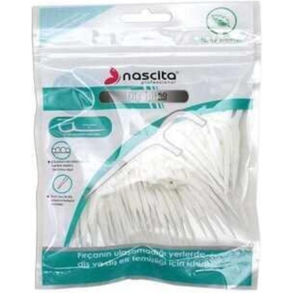 Mint Floss Picks, Dual-Function Dental Hygiene Pack, White, Plastic, 50