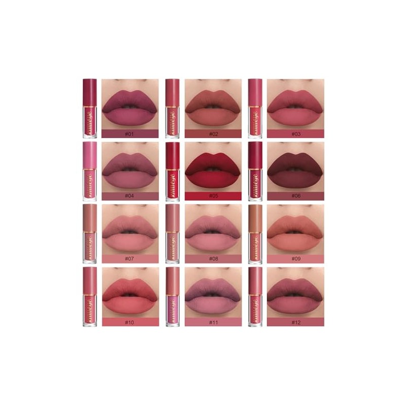 Kit De 12 Labiales Líquidos Mate, Tinte Labial De Larga