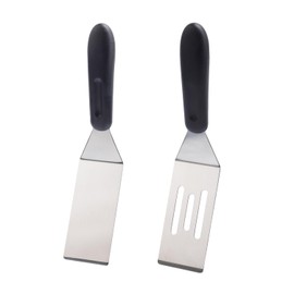 2pcs Metal Spatula for Kitchen, 2 Types Small Pie Serving Shovel Tool with Heat Resistant Handle Mini Stainless Steel Flipping Spatula Turning Scraper Spatula for Cooking Cookie Desserts Eggs BBQ
