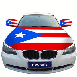 Puerto Rico Flag Car Hood & Side Mirror Covers – 61"x41" Durable, Fade-Resistant Polyester Fabric, Universal Fit, Patriotic Car Accessories & Exterior Decor for Cars, Trucks & SUVs