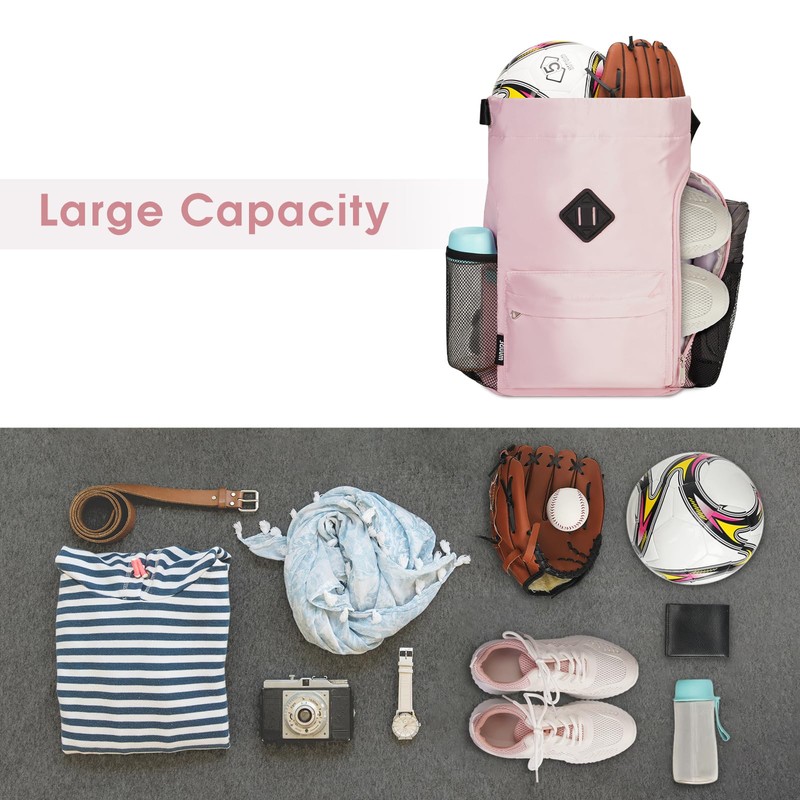 WANDF Drawstring Backpack Sports Gym Bag with Shoes Compartment, Water-Resistant