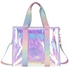 PuTian Large Iridescent Tote Bag for Women with Zipper |