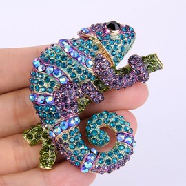 EVER FAITH Chameleon Austrian Crystal Blue Purple Brooch