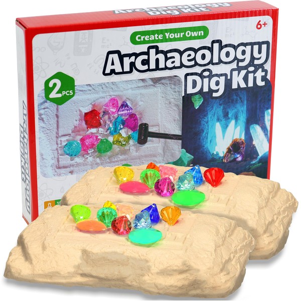 Archaeology Dig Kit - Includes 2 Bricks with 20 Gemstones