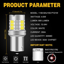 Sidaqi 2PCS 1156 BAU15S PY21W LED Bulbs,Extremely Bright 30SMD 3020 800LM 12-24V for Car LED Brake Light Backup Reverse Stop Tail Position Light Bulbs-Red