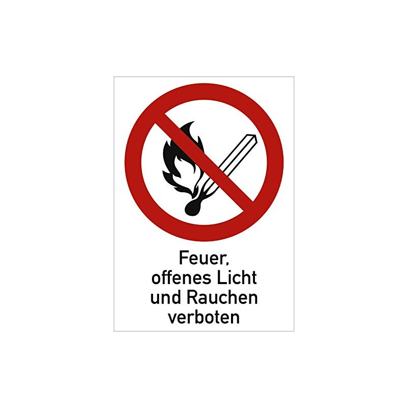 Schild Feuer, Open Light and Smoking 18.5 x 13,1 cm