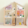 Pillowhale Wooden Dollhouse, Doll House with 38Pcs Furniture Accessories,3 Story