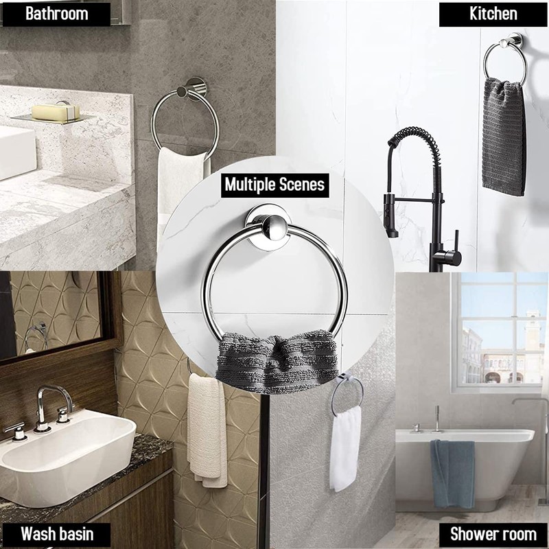 Towel Holder, Stainless Steel Bathroom Towel Ring, Wall Mounted Hanging