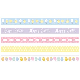 AKH® Easter Ribbons | 5 Pack | 7.5M Length | Easter Decorative Ribbons for Crafts, Gift Wrapping & Party Decor | for Baskets, Wreaths & DIY Projects
