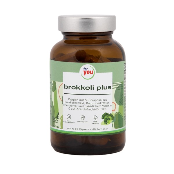 Broccoli Plus | 60 Capsules with 40 mg Sulforaphane Each | with Nasturtium Herb to Improve Sulforaphane Absorption | With Natural Vitamin C to Increase Bioavailability