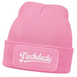 MoonWorks® Children's Winter Beanie for Girls with Patch Print Cheeky Badger Print Knitted Hat, pink