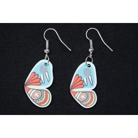 Miniblings Butterfly Wings Earrings Pendant Butterfly Wings Blue/Red – Handmade Fashion Jewellery I Earrings Silver Plated, Polymer Clay