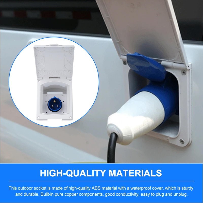 Jadeshay 16amp Socket, 220V-240V Caravan Outdoor Socket Waterproof Mains Flush