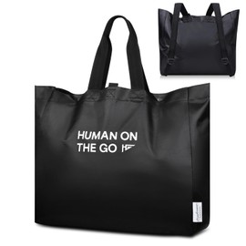 Mochimono Large Storage Black 2-Way Backpack Tote Bag with Storage Case Large Capacity 2-Way Shoulder Handbag, Unisex, Waterproof