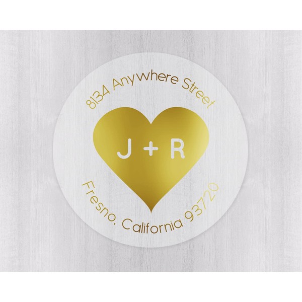 Wedding Return Address Stickers, Gold Foil on Clear Transparent Return