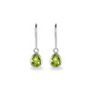 Sterling Silver Peridot 7x5mm Teardrop Bezel-Set Dainty Dangle Leverback Earrings