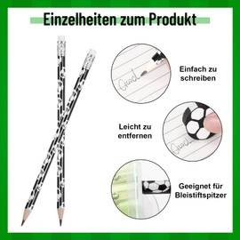 Vyuwast Pack of 36 Football Pencils with Football Eraser and Keyring Set, Pencil Suit Football Party Bag Pencils for School Stationery Children's Birthday Party Favours