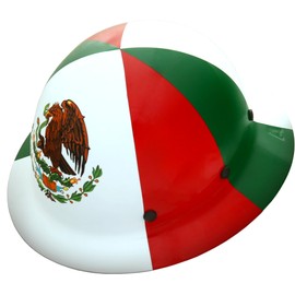 AFP Mexican Flag Type I Class G Kevlar Fiber Glass Full Brim Hard Hat | 6 Point Ratchet Suspension | Standard| Low Voltage 2,200V | Cascos Fibra de Vidrio | Construcción | OSHA & ANSI/ISEA Z89.1 Rated