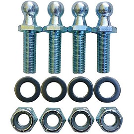 (4 Pack) 10mm Ball Studs with Hardware - 5/16-18 Thread x 1" Long Shank - Gas Lift Support Strut Fitting