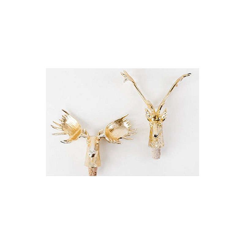 Set of Two Gilded Resin Moose and Deer Hunter's Wine