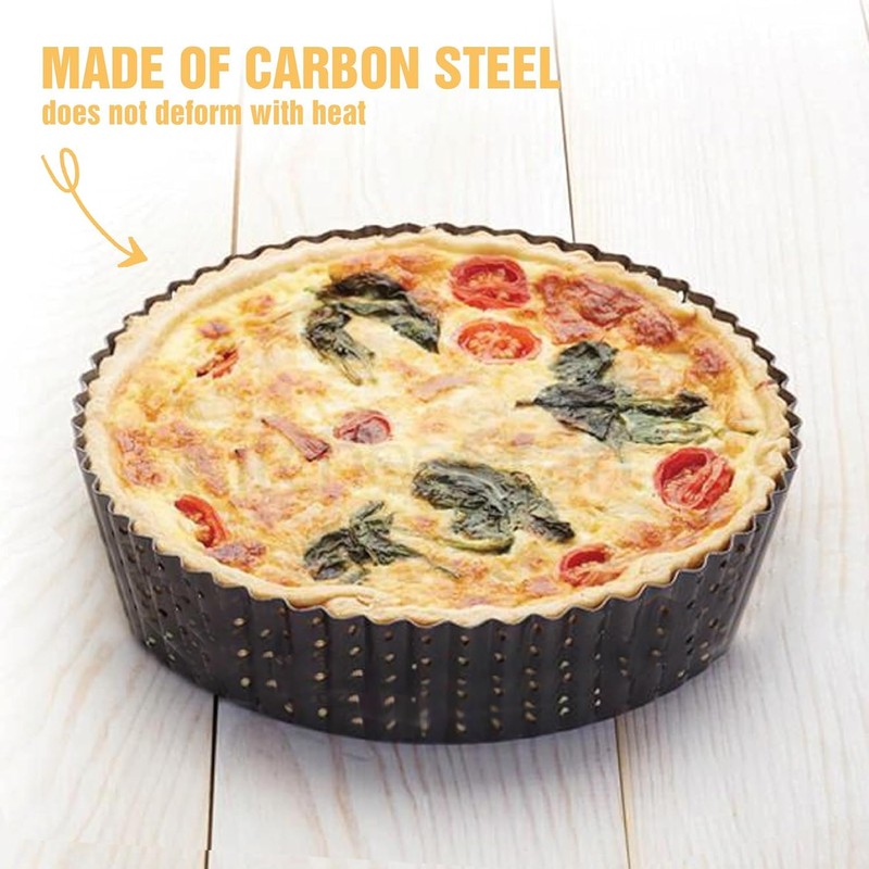 PENGQIMM Perforated Quiche Tins with Loose Base,24 cm Round Quiche