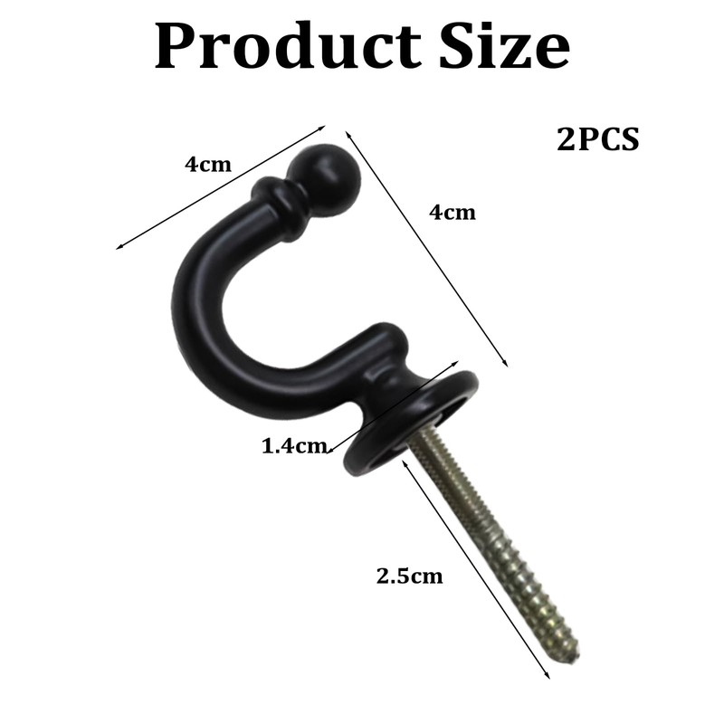 INBOLM 2pack Tie Back Hooks For Curtains Black Curtain Tie