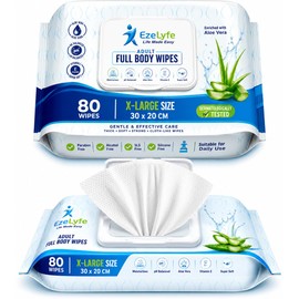 Full Body Cleansing Wet Wipes for Adults Extra Large 30 x 20cm (Pack of 1)