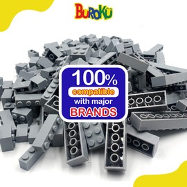 Grey Set - Set of Grey Building Blocks - Toy Bricks Compatible with All Brands - Large Grey Pieces