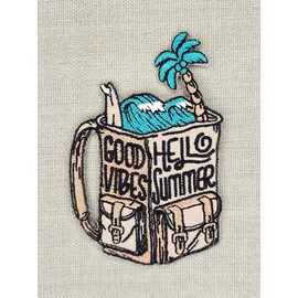 Hello Summer Good Vibes Iron-On Patch Iron-On Patch Summer Travel Surfing Palm Tree Patch Size 5.4 x 8.2 cm