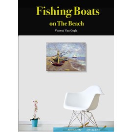 ELITEART- Fishing Boats on The Beach at Saints-Maries by Vincent Van Gogh Oil Painting Reproduction Giclee Wall Art Canvas Prints Size:16"x12"