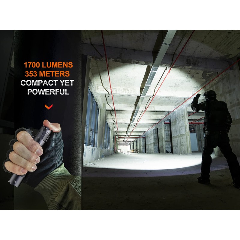Fenix PD35R USB-C Rechargeable Tactical Flashlight,1700 Lumen with 2X Batteries