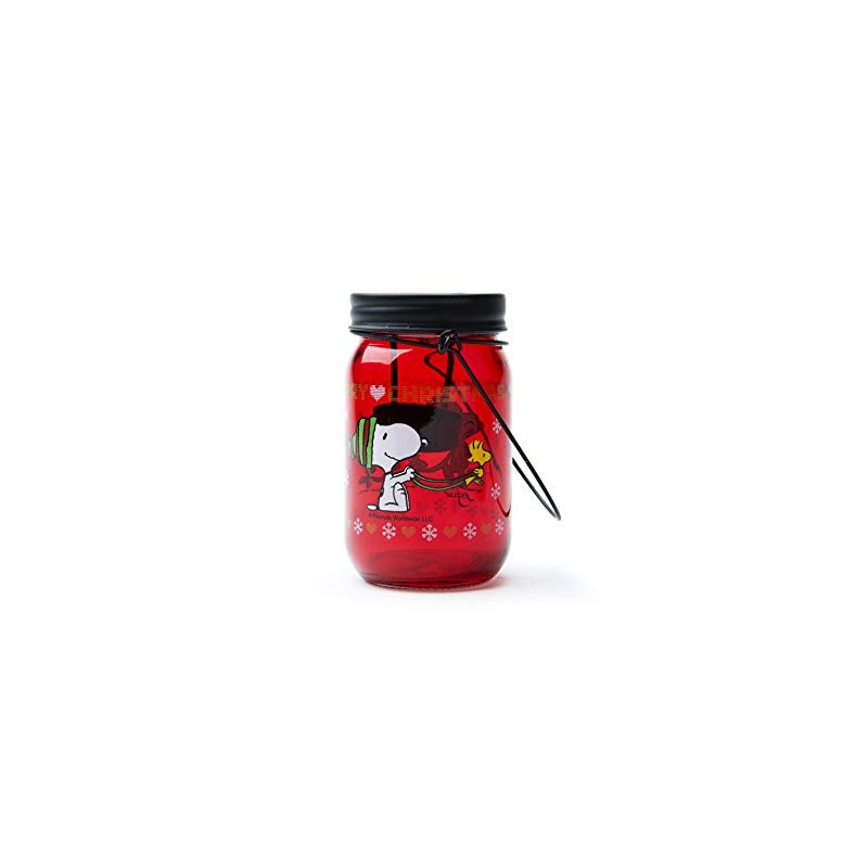 Excelsa Peanuts Christmas Lantern Tealight, Red with Decoration, Size: 7.5