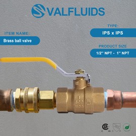 VALFLUIDS VALFLUIDS Full Port Forged LF Brass Ball Valve With Female Thread NPT Connector150 PSI WSP / 600 PSI WOG. (1/2 Inch)