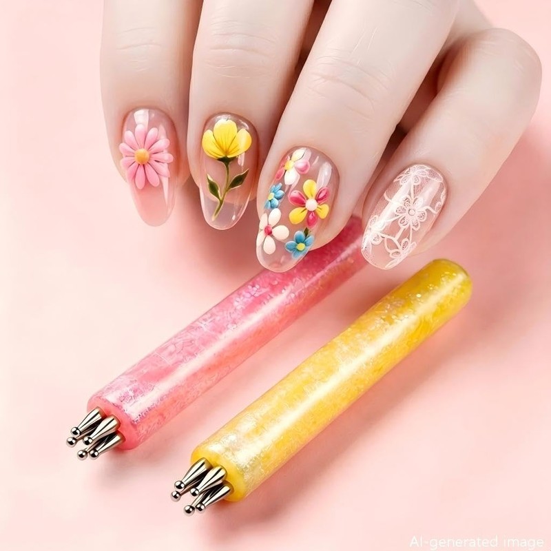 2-Pack Nail Dotting Tool with 5-Petal Flower