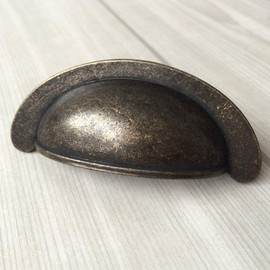 2 3/4" C-C Cup Drawer Pull Vintage Look Dark Antique Bronze Cabinet Handles Dresser Pulls Handle Kitchen Door Knob Hardware 2.75" 70 mm Centers (Cup Pull- 2.75" (70 mm) Centers)