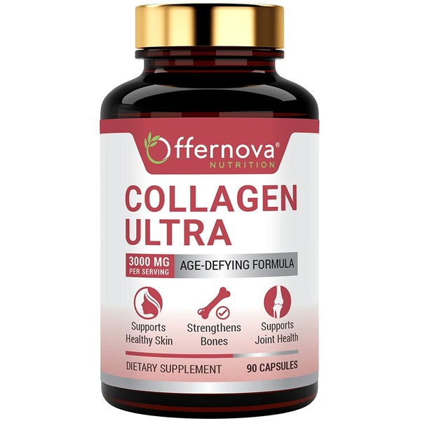 Collagen Ultra Hydrolyzed Collagen Supplements - 3000mg Anti Aging Bovine Collagen Peptides for Healthy Joints, Bones, Hair and Skin. Pastilla de Colageno Hidrolizado, 90 Capsules