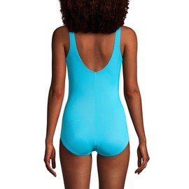 Lands' End Womens Chlorine Resistant Tummy Control Tugless Tank Soft Cup One Piece Swimsuit Turquoise Regular 4