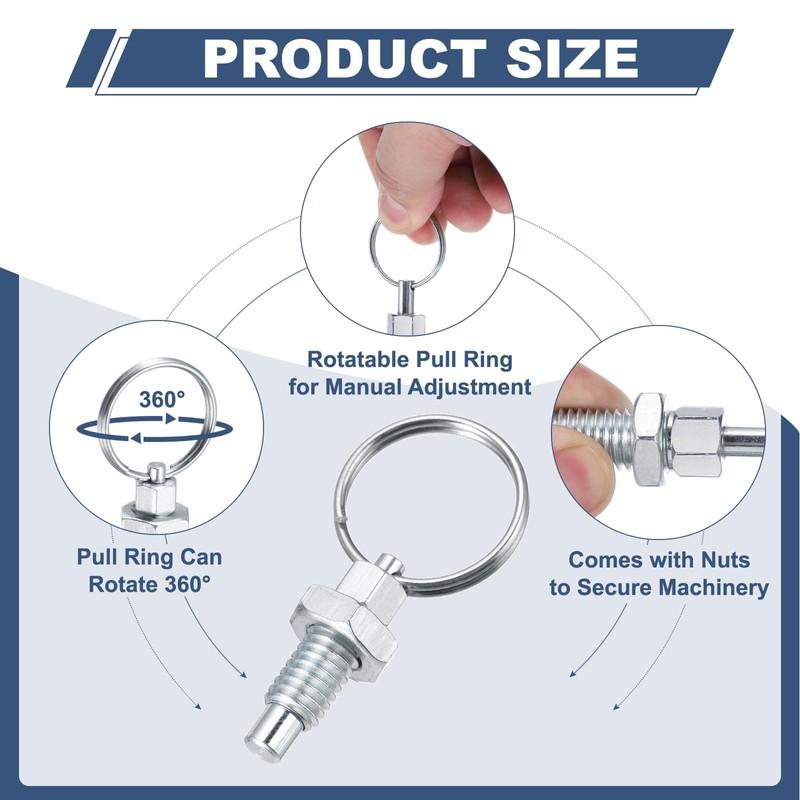 PATIKIL 4 Pcs Spring Plunger with Pull Ring, M10x1.5 Carbon