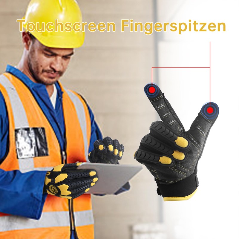 HANDLANDY Cut Resistant Gloves Men Anti-Vibration Work Gloves, Padded Palm